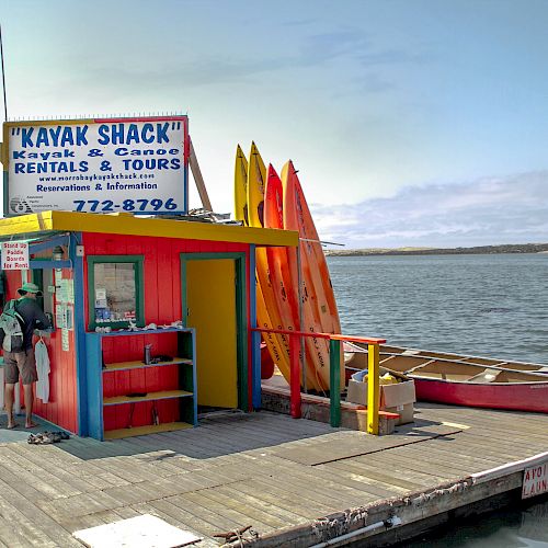 A small dock with a colorful 